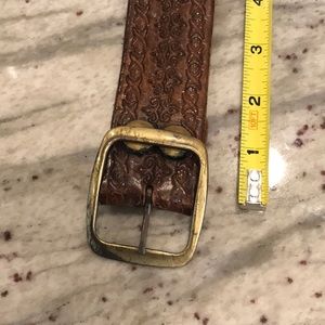 Hand tooled leather belt, pre-owned